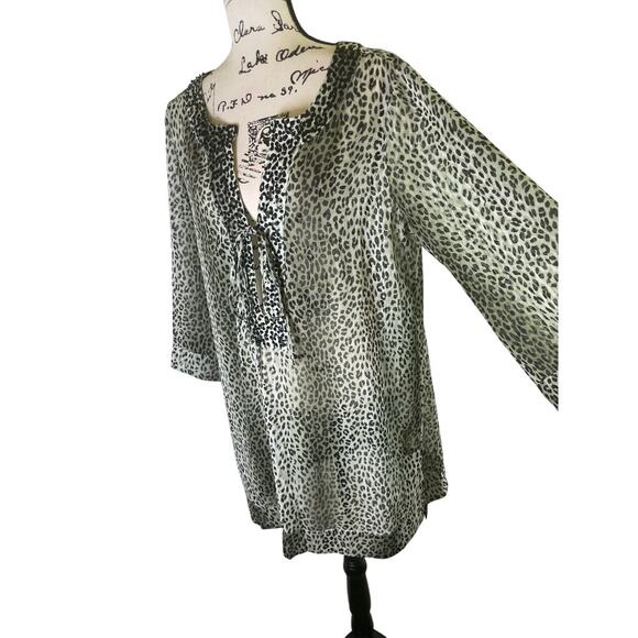 TOMMY BAHAMA SWIM COVER UP TUNIC EMBELLISHED CHEETAH ANIMAL PRINT SZ M BEACHY - Picture 16 of 16